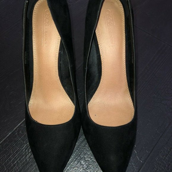 ASOS Pump Block Heels 4" Black Pointed Toes - Picture 9 of 9